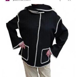 New with tags Marc New York Andrew Marc Black & Ivory attached scarf Jacket XL